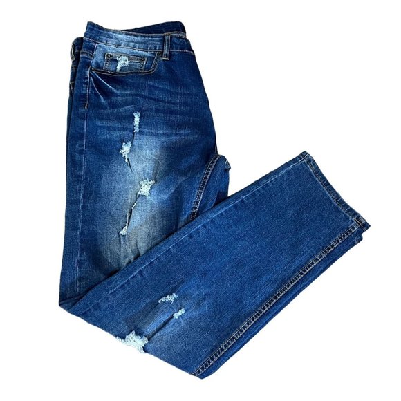 Ring Of Fire Jeans Womens Slim 36x30 Distressed Dark Wash - Picture 6 of 8